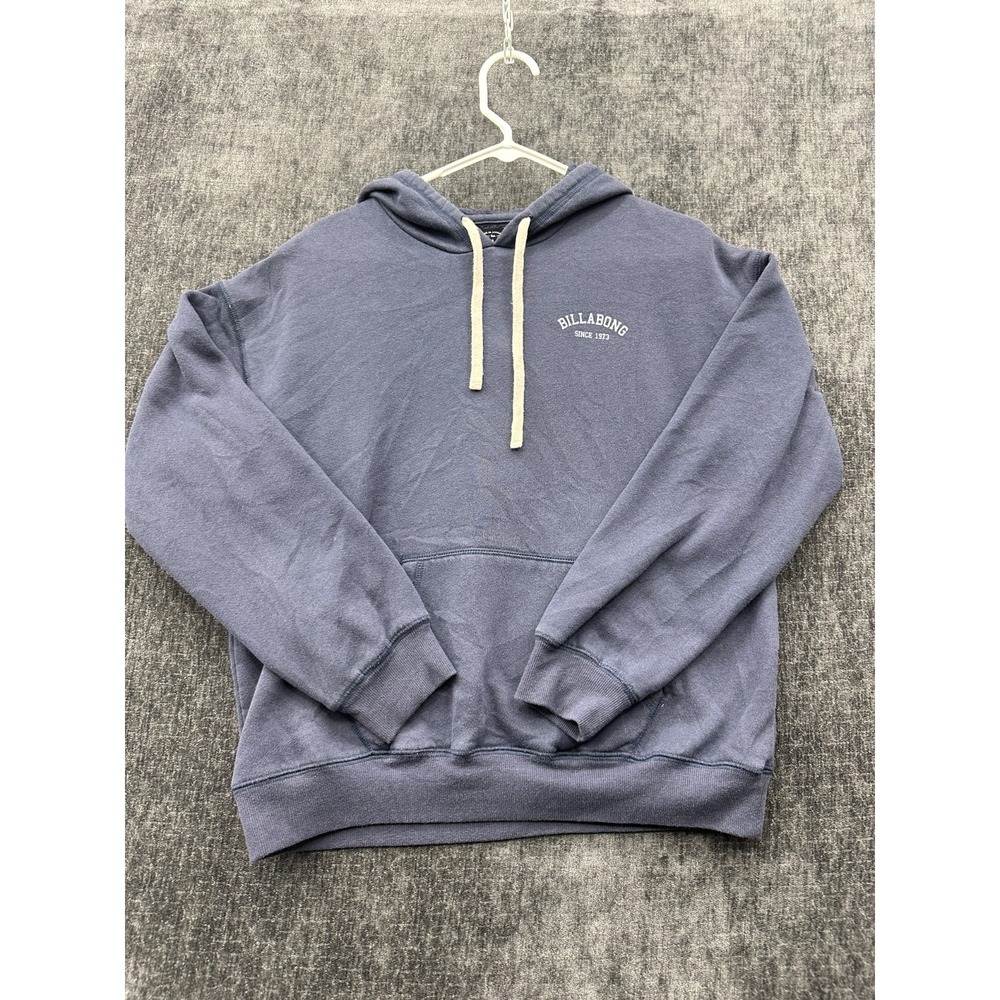 Y2K Billabong Hoodie Mens Small Blue Since 1973 Graphic Print Logo Fleece Lined
